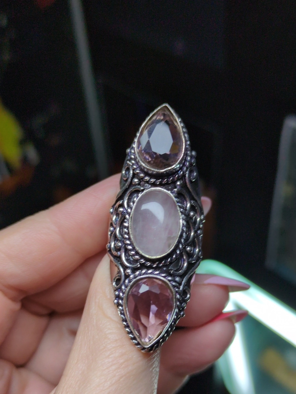 Elegant Rose Quartz And Pink Quartz Ring